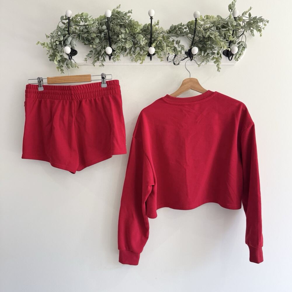 Dixxon Women's DFCO Cropped Crewneck Sweatshirt Set Red Large TS - Picture 4 of 4